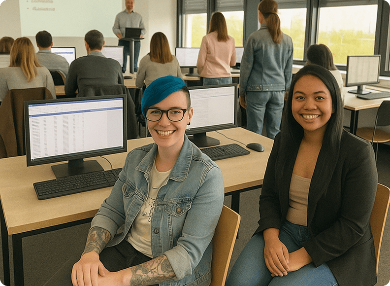 Präsenzkurs zur Weiterbildung in der Pflege – Schulung mit Teilnehmern im Seminarraum