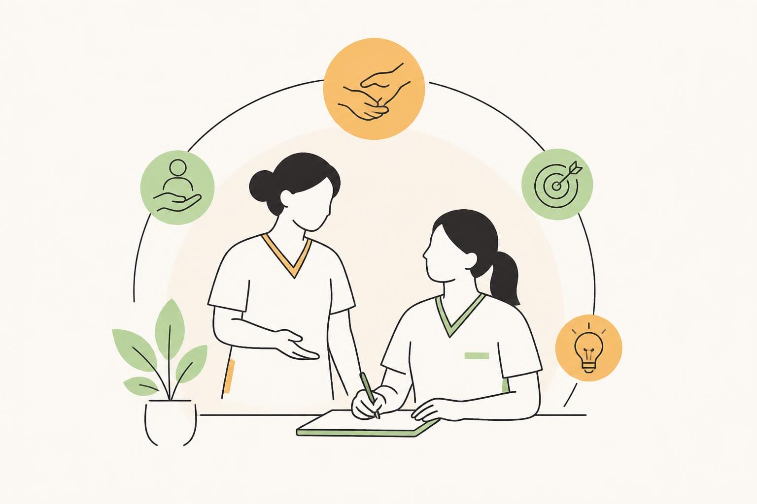 Illustration zum Beitrag: Handlungskompetenzen in der Pflegeausbildung im Anleitungsprozess beachten