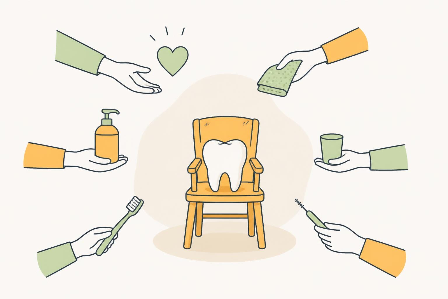 Illustration zum Beitrag: Mundpflege: Das Stiefkind in der Pflege“- Das eigene Handeln hinterfragen