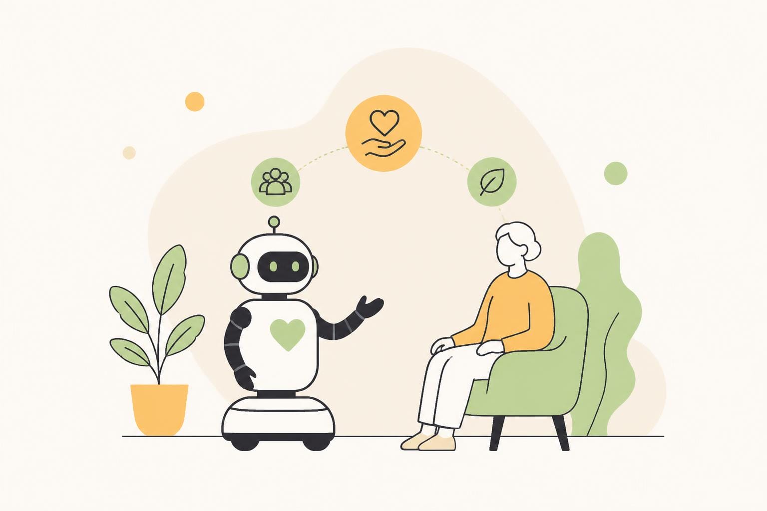 Illustration zum Beitrag: Robbi – soziale Roboter in der Pflege und Therapie – wie finden wir so etwas?
