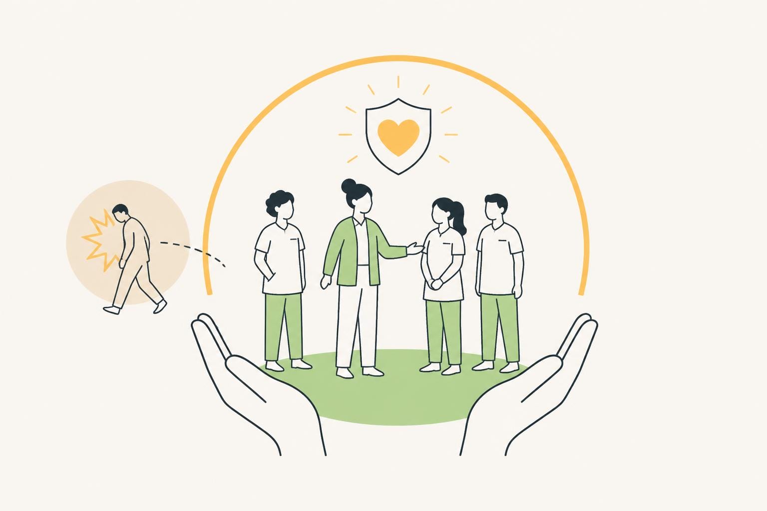 Illustration zum Beitrag: Gewalt am Arbeitsplatz – Als Führungskraft sensibel sein (aus dem Positionspapier des ICN)