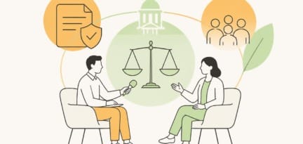 Illustration zum Beitrag: Klare Worte-Sandro Pe im Interview mit Sandra Postel (Vizepräsidentin der Pflegekammer Rheinland-Pfalz)