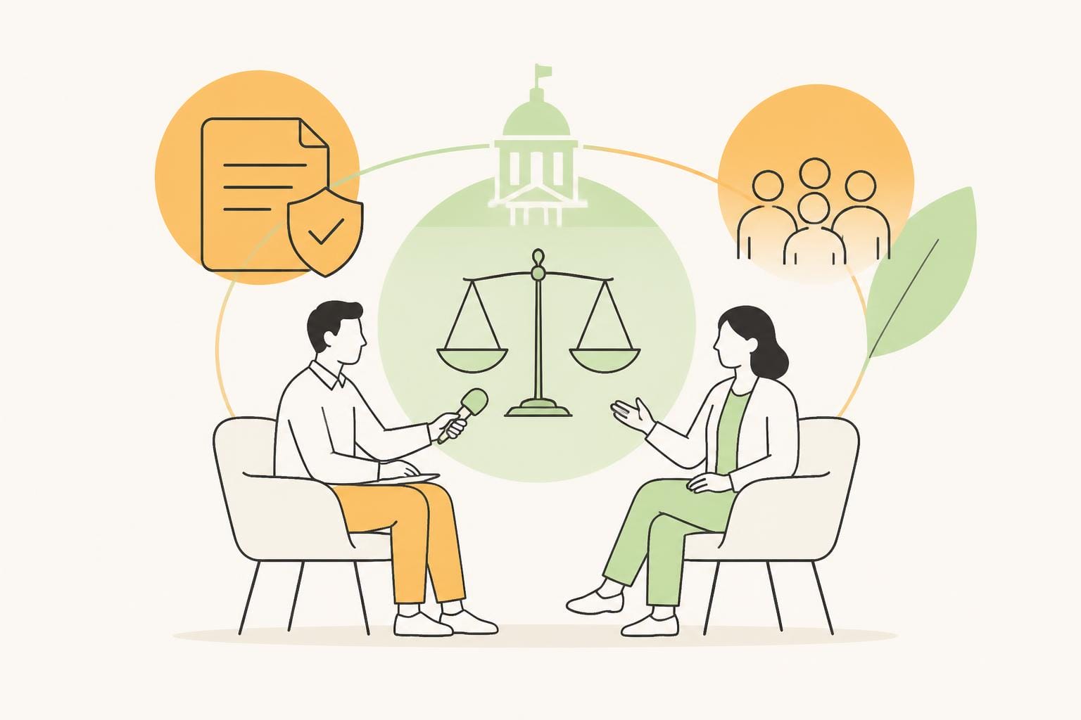 Illustration zum Beitrag: Klare Worte-Sandro Pe im Interview mit Sandra Postel (Vizepräsidentin der Pflegekammer Rheinland-Pfalz)