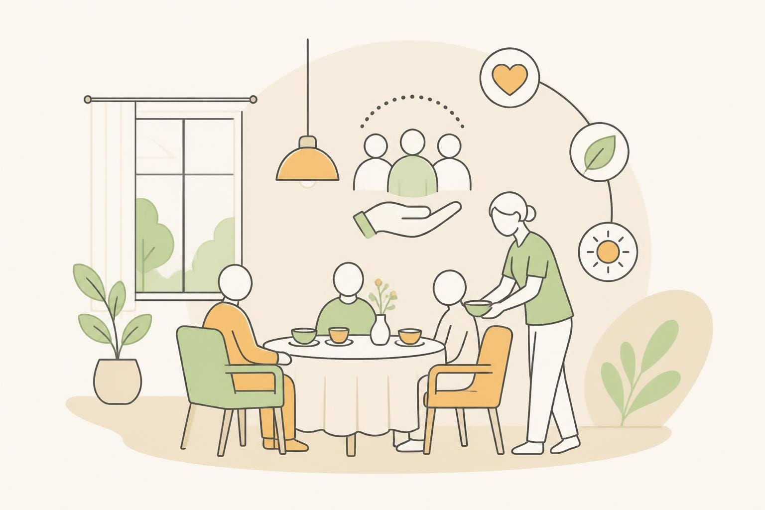 Illustration zum Beitrag: Der Aspekt des „Ambientes beim Essen“ im Kontext von Gesundheit und Lebensqualität von Pflegeheimbewohnern