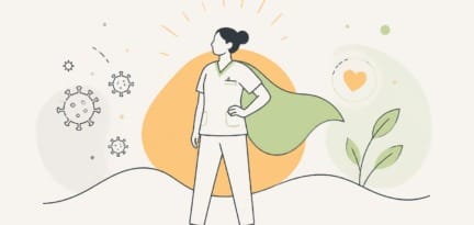 Illustration zum Beitrag: Starke Pflegekräfte in der Pandemie