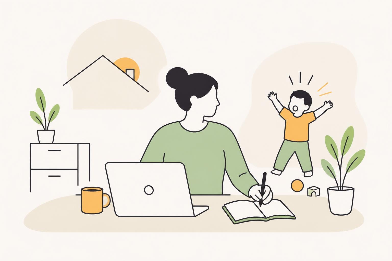 Illustration zum Beitrag: Vom Homeoffice, Matheschwächen und schreienden Kleinkindern in Zeiten von Corona