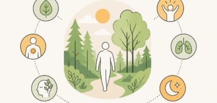 Illustration zum Beitrag: Interessant: Effekte des Waldbadens auf verschiedene Beschwerdebilder