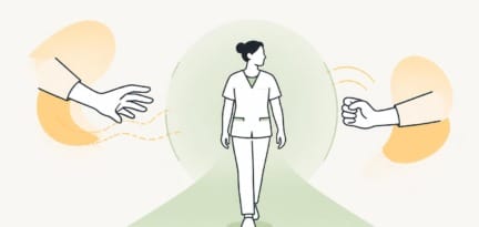 Illustration zum Beitrag: Mehr als jede 2. Pflegekraft sexuell belästigt – Nicht! Augen zu und durch!