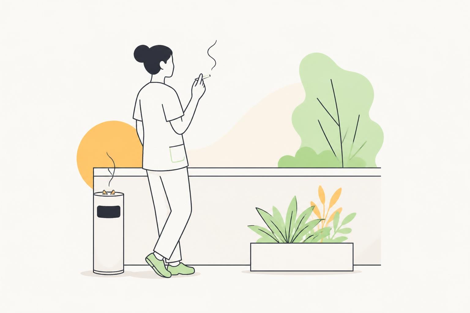 Illustration zum Beitrag: Raucherpausen in Gesundheitsberufen