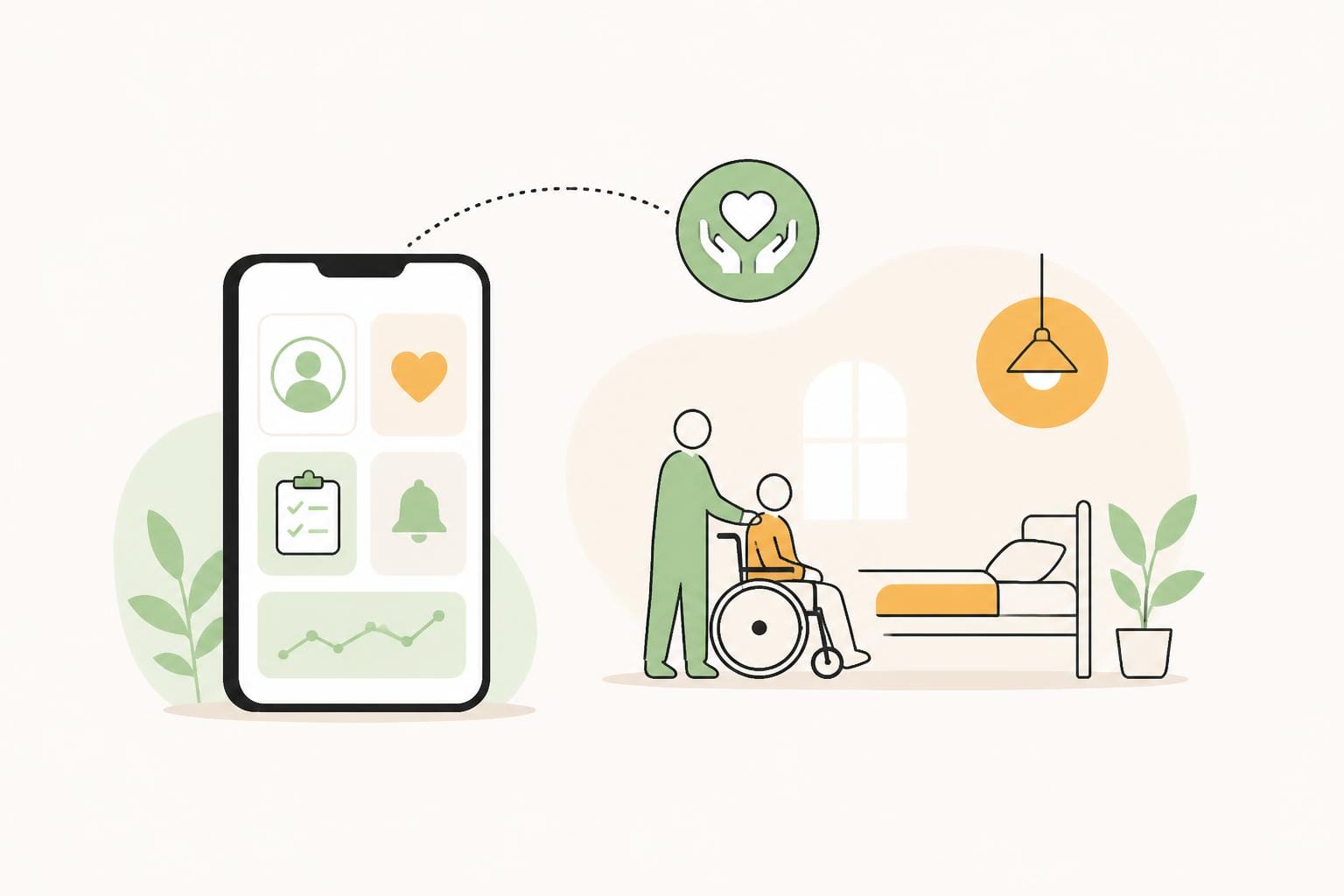 Illustration zum Beitrag: Pflege mit App – eine denkbare Zukunft oder nur ein schlechter Witz?