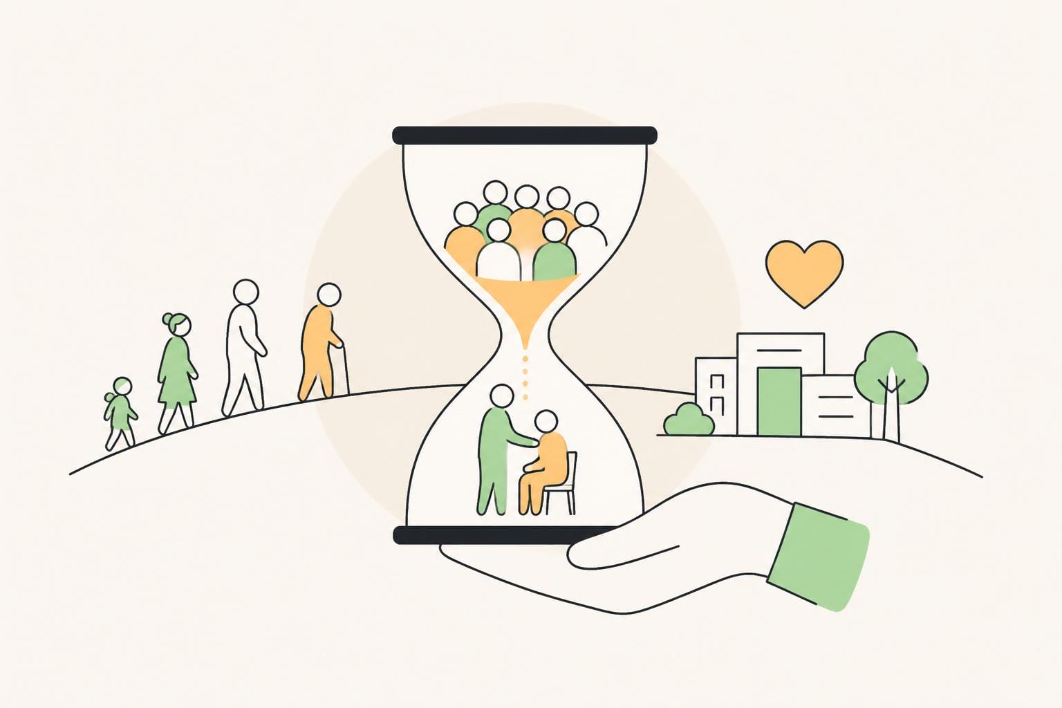 Illustration zum Beitrag: Der demografische Wandel und seine Auswirkungen auf die professionelle Pflege