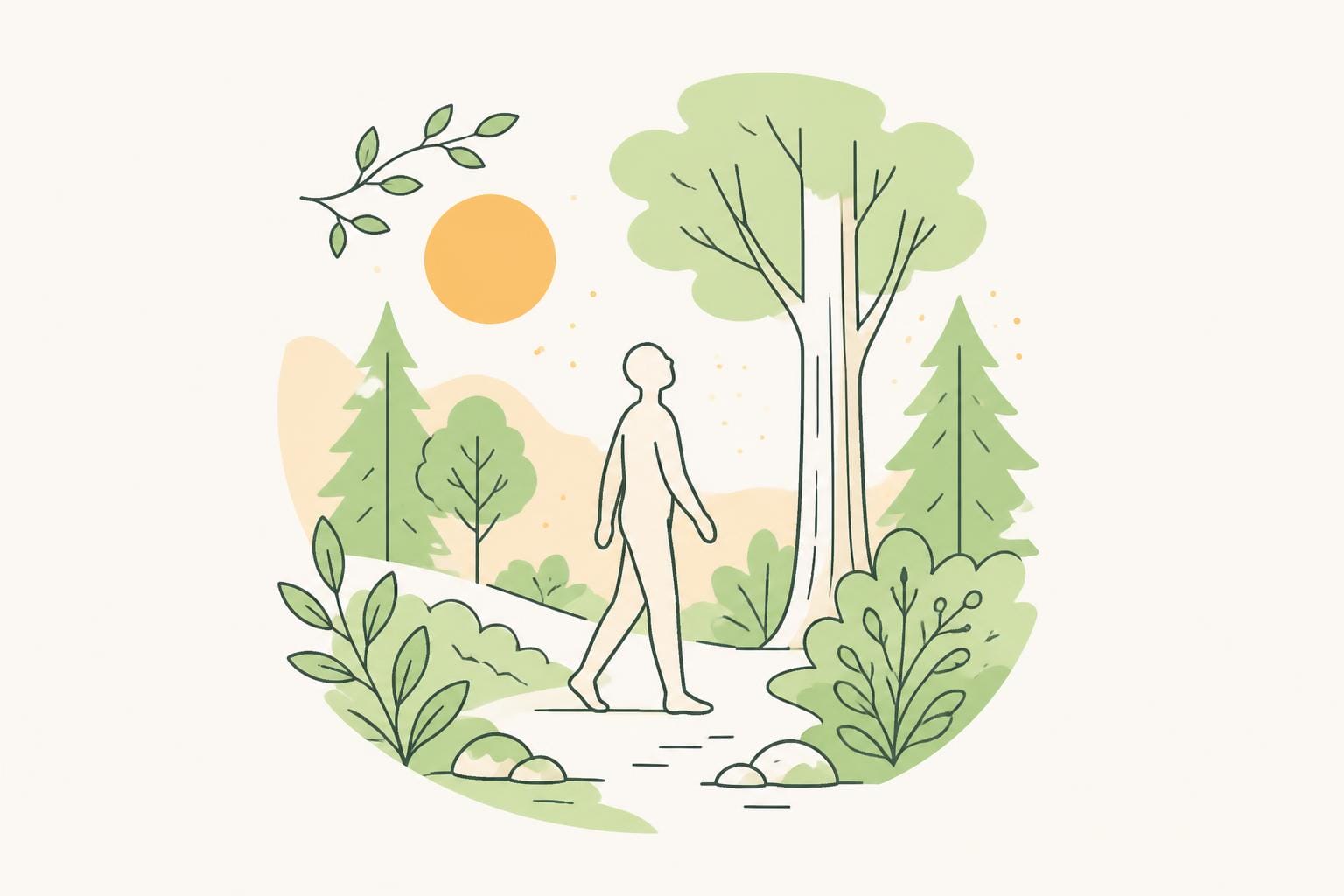 Illustration zum Beitrag: Ein Bad für Körper und Seele im Grünen – Waldbaden